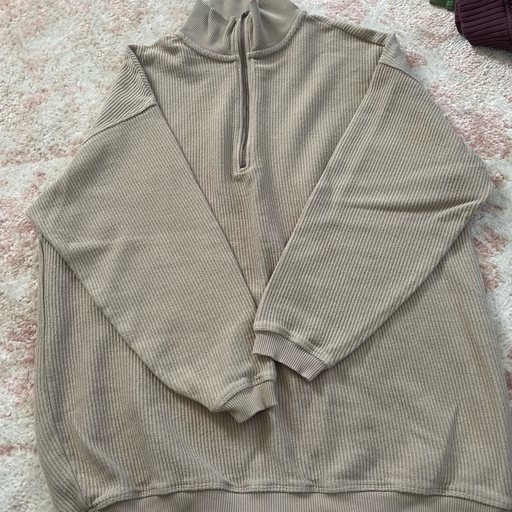 Aerie Corded Quarter Zip Sweatshirt